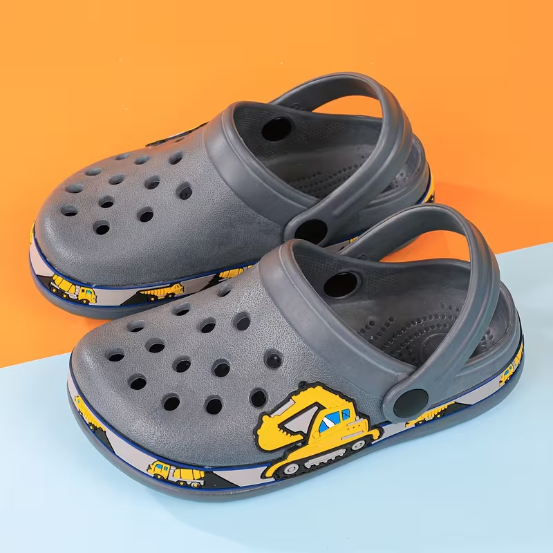 Kids Cartoon Design Garden Shoes With Buckle Closure