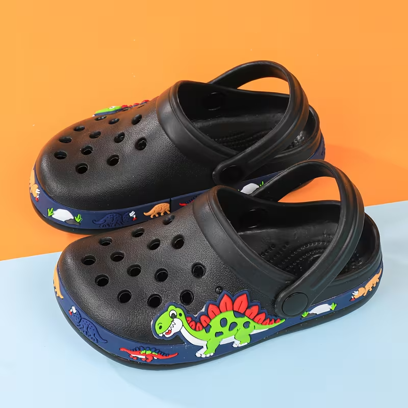 Kids Cartoon Design Garden Shoes With Buckle Closure
