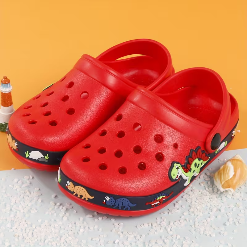Kids Cartoon Design Garden Shoes With Buckle Closure