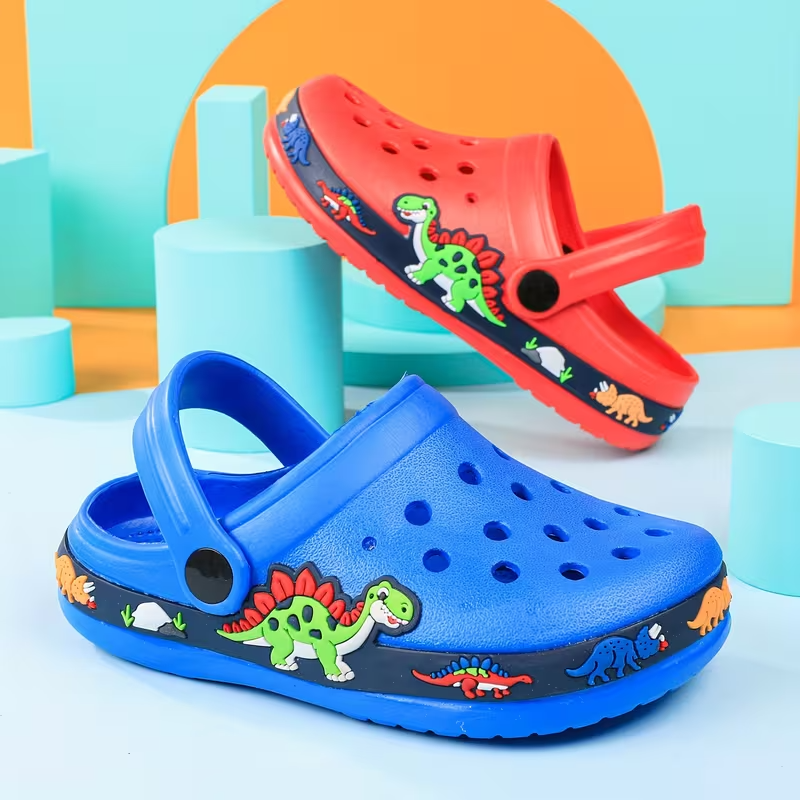 Kids Cartoon Design Garden Shoes With Buckle Closure