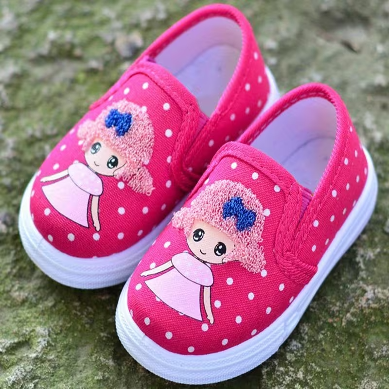 Toddler Girls Polka Dot Canvas Slip On Sneakers