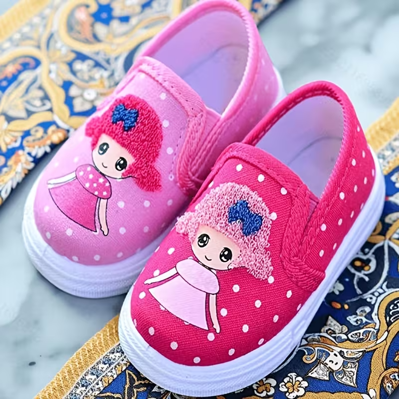 Toddler Girls Polka Dot Canvas Slip On Sneakers