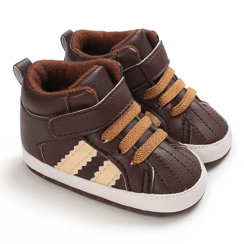 Non Slip Striped Design Sneakers With Adjustable Buckle Closure