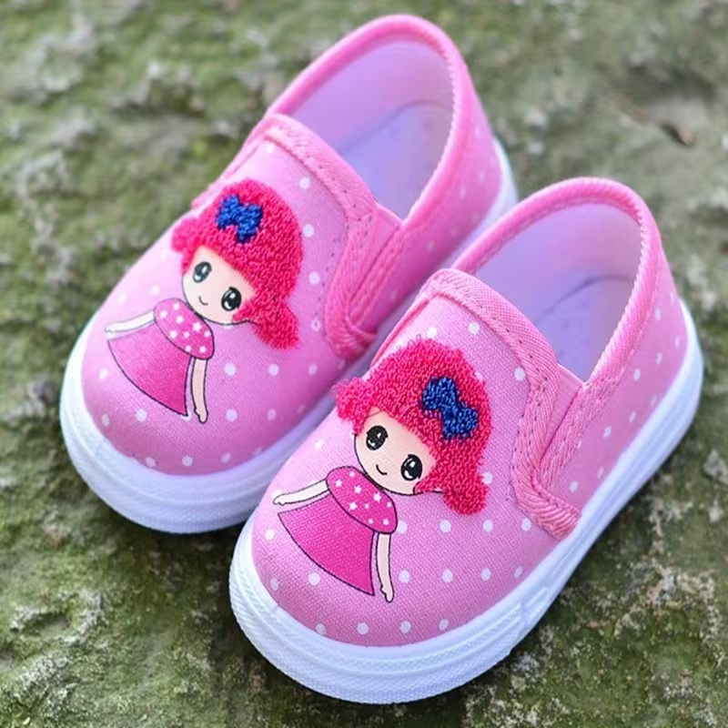 Toddler Girls Polka Dot Canvas Slip On Sneakers