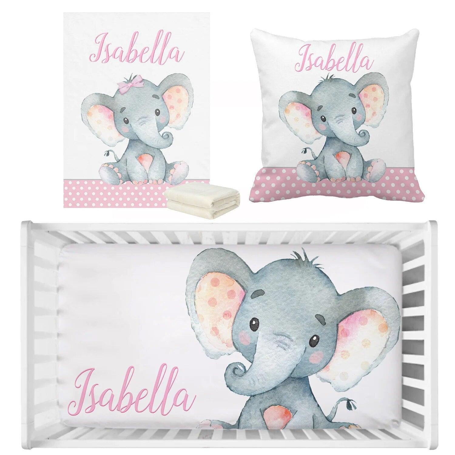 Custom Elephant Crib Bedding Set