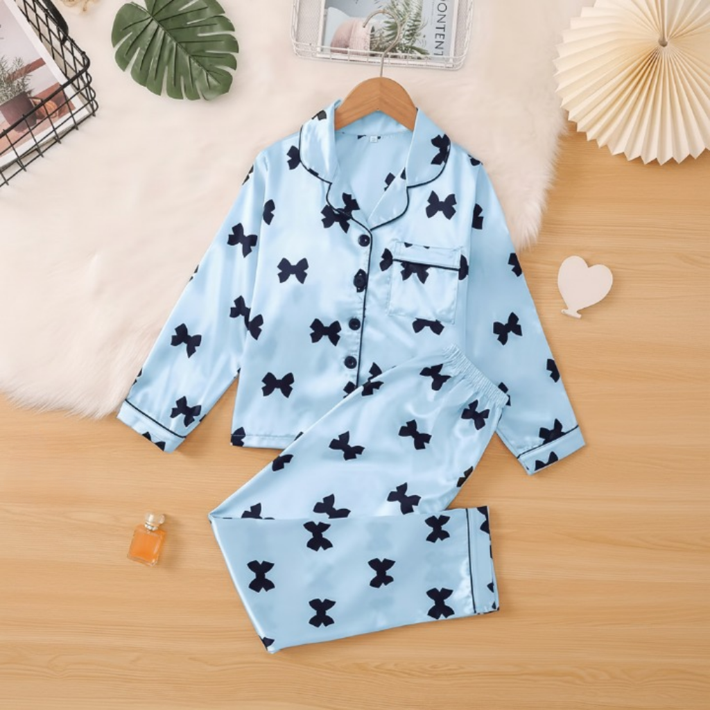 Kids Bowknot Print Pajama Set