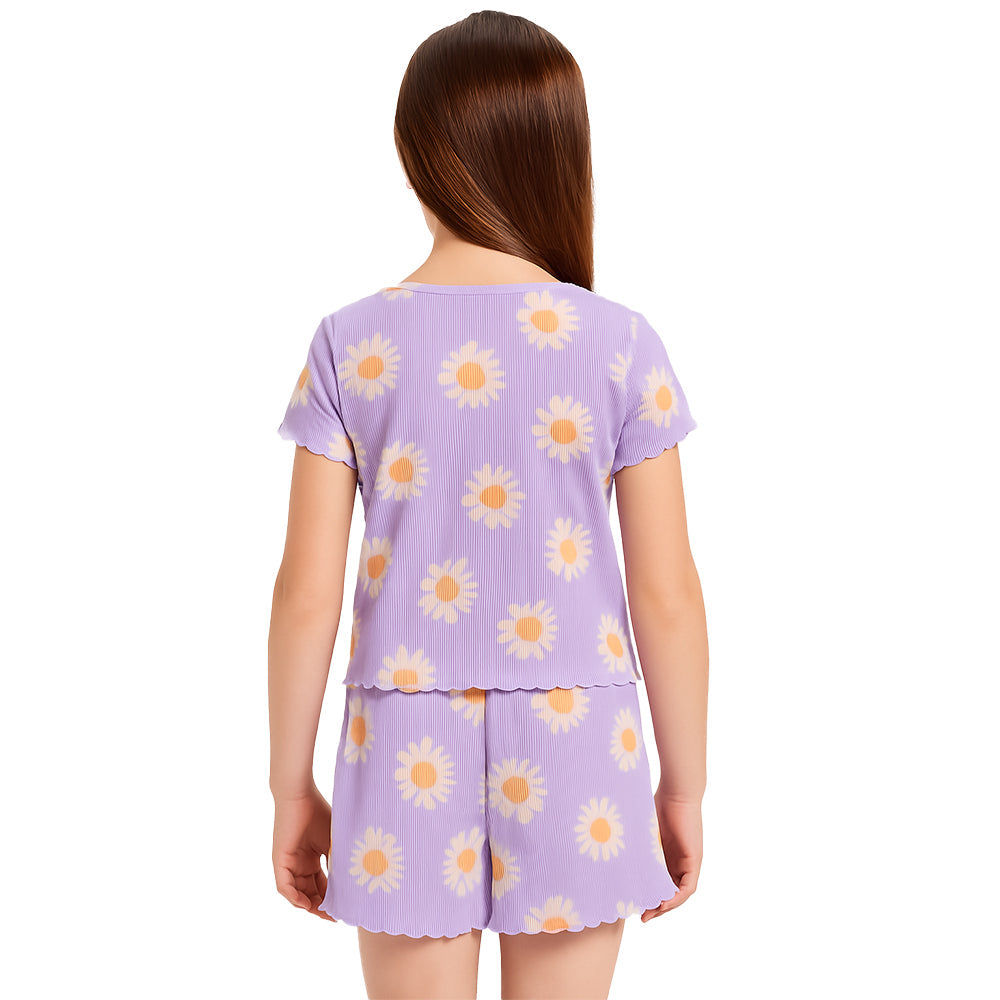 Vibrant Art Printed Pajama Top And Shorts Set