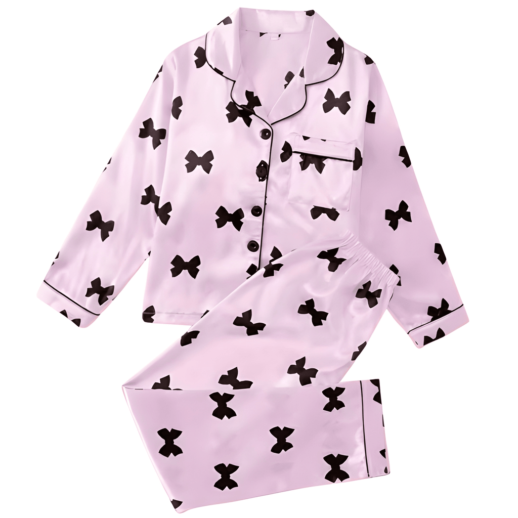 Kids Bowknot Print Pajama Set