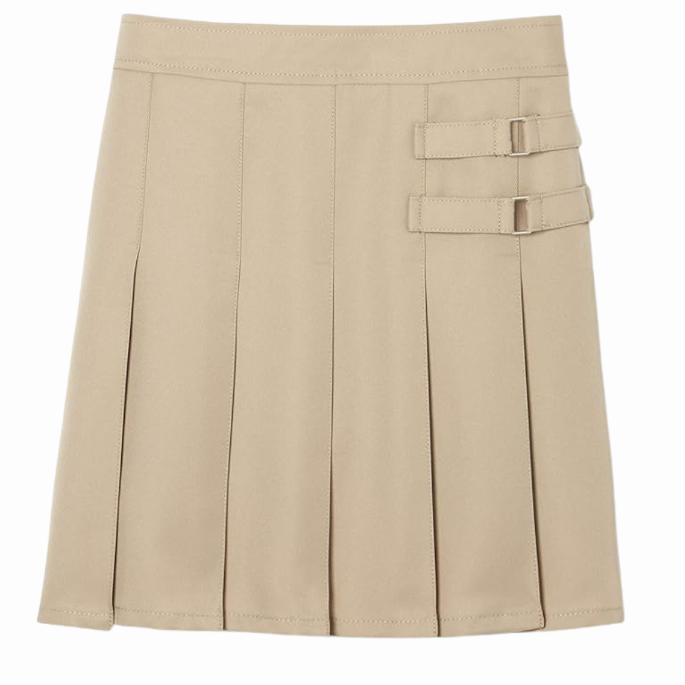 Girls Adjustable Waist Front Pleated Scooter Skirt With Built In Shorts