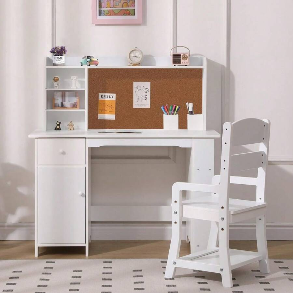 Kids Writing Desk With Bookshelf And Chair