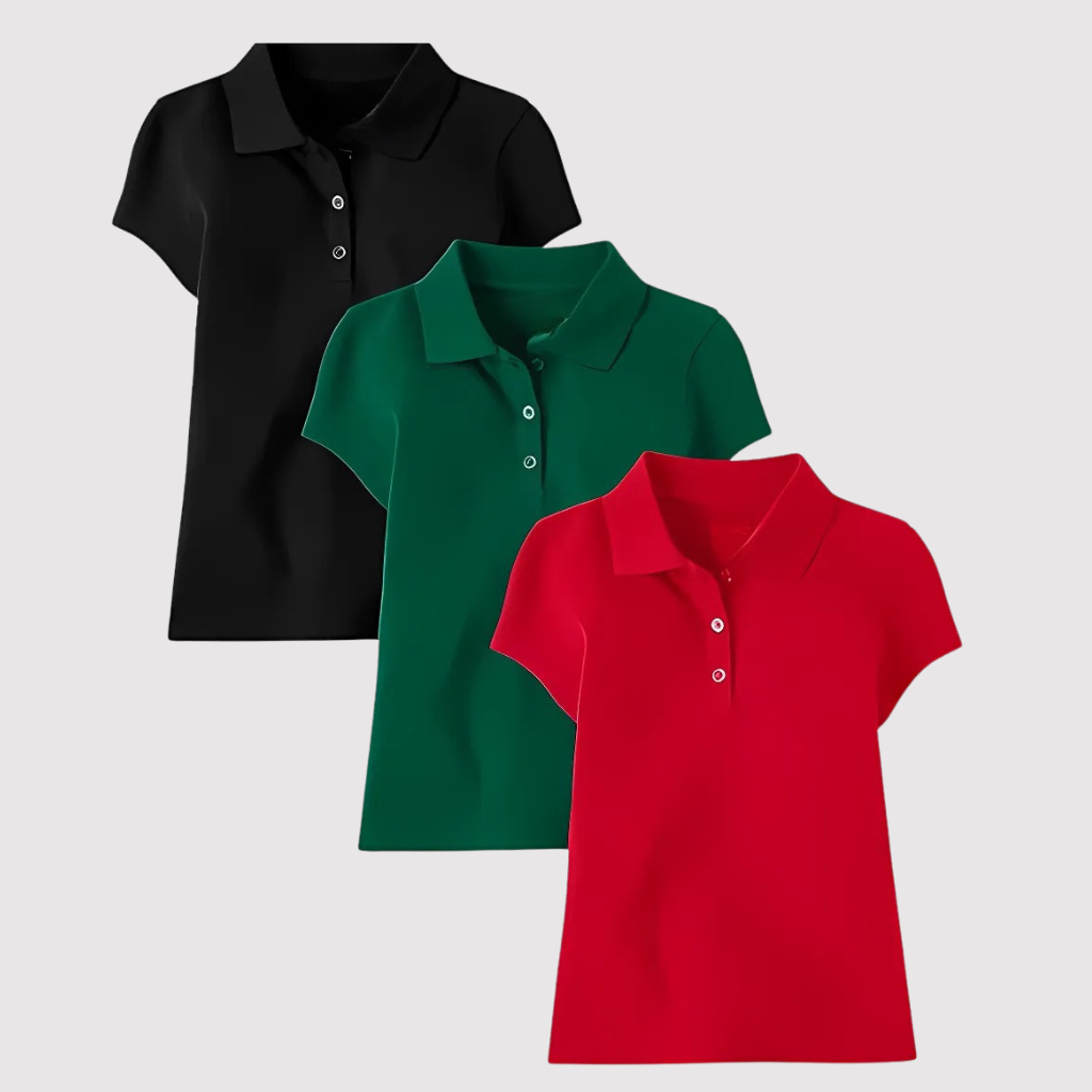 Pack Of 3 Short Sleeve Pique Polo Shirt