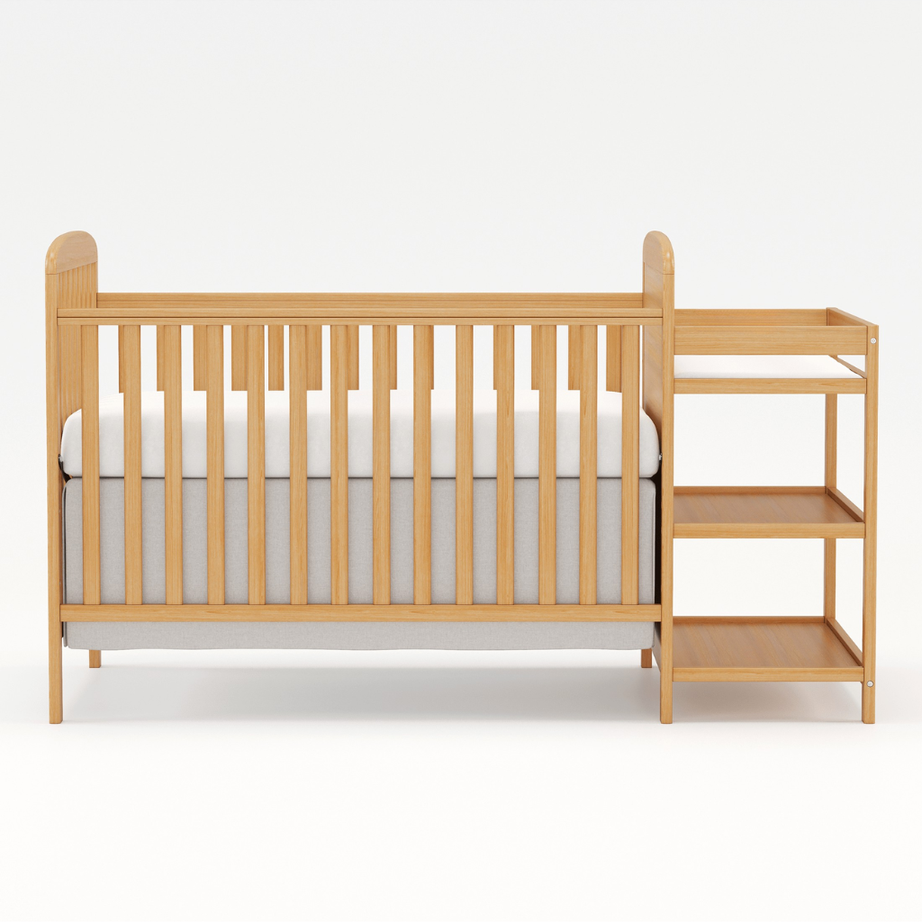 Babies 3 In 1 Convertible Crib With Changing Table Storage Shelves