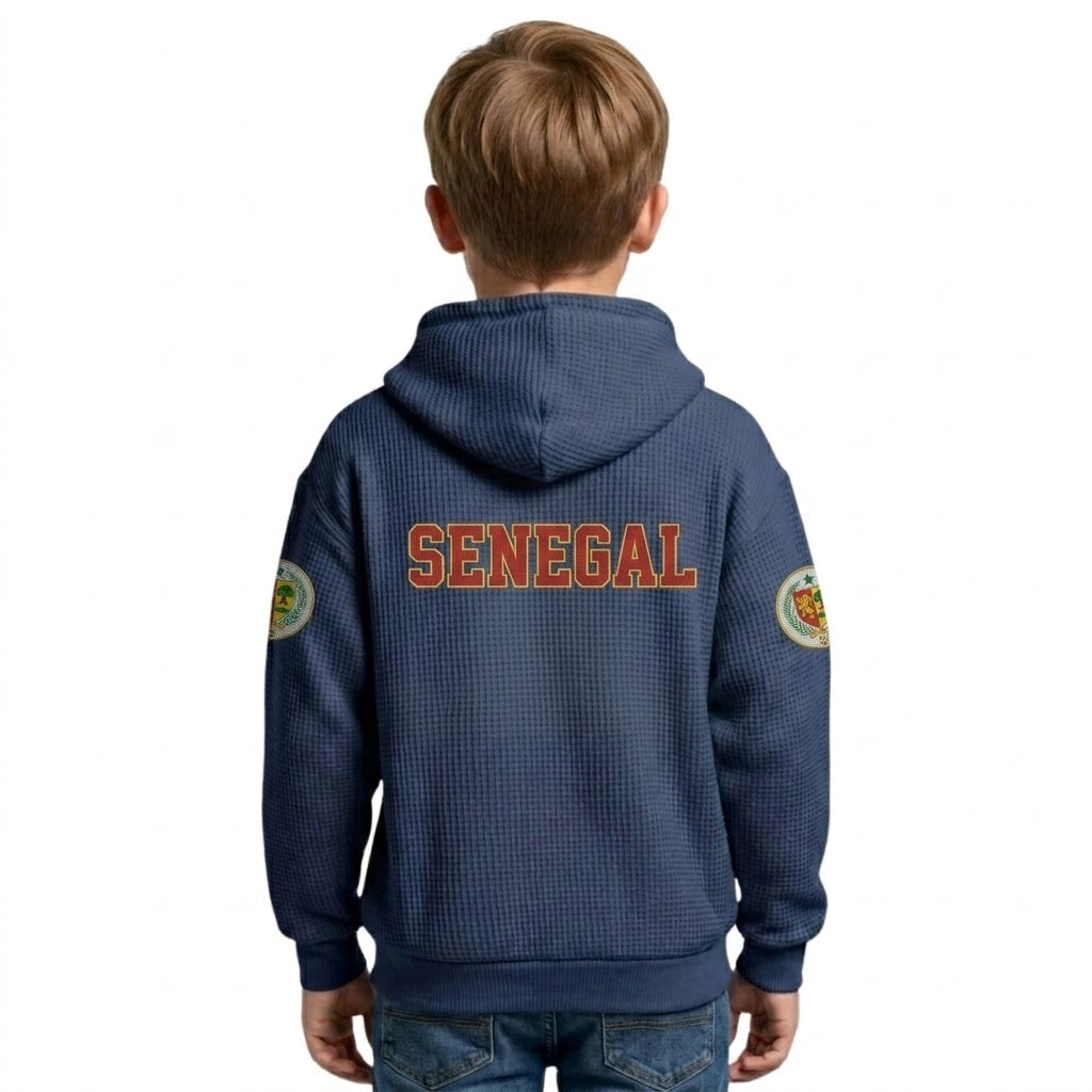 FIFA 2026 Senegal Printed Waffle Quarter Zip Kids Football Fan Hoodie