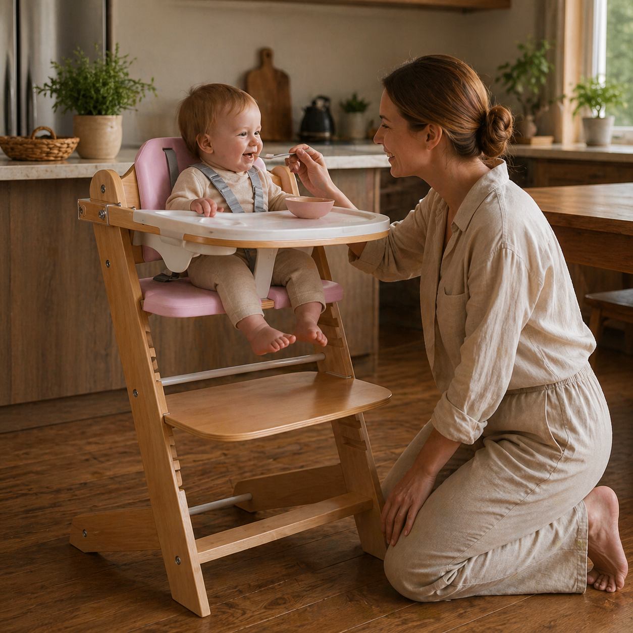 3 In 1 Convertible Baby High Chair With Adjustable Tray