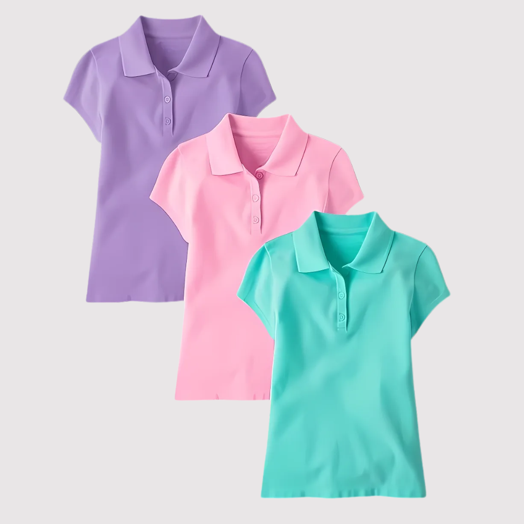 Pack Of 3 Short Sleeve Pique Polo Shirt