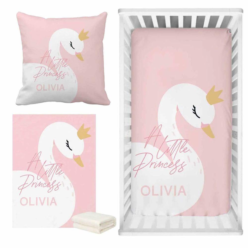 Custom Swan Crib Bedding Set