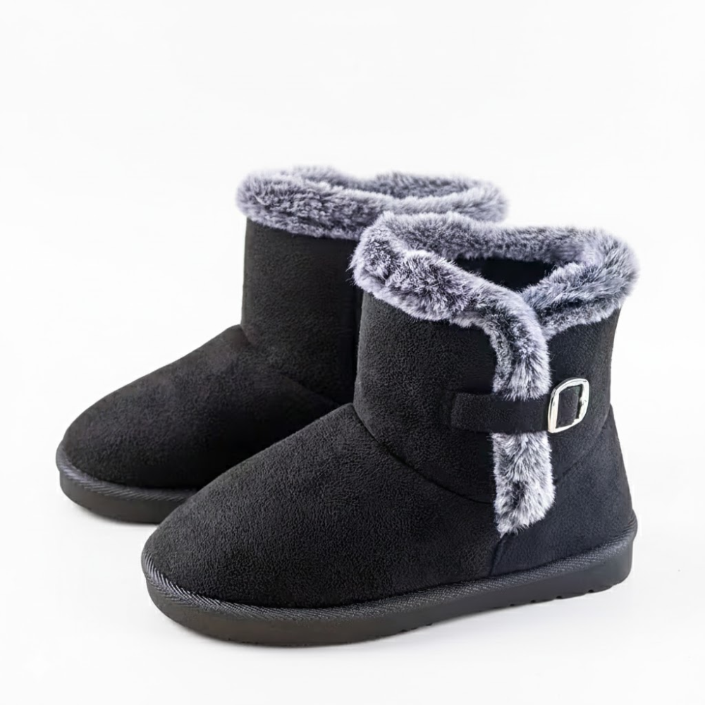 Kids Faux Suede Winter Snow Boots With Non Slip Sole