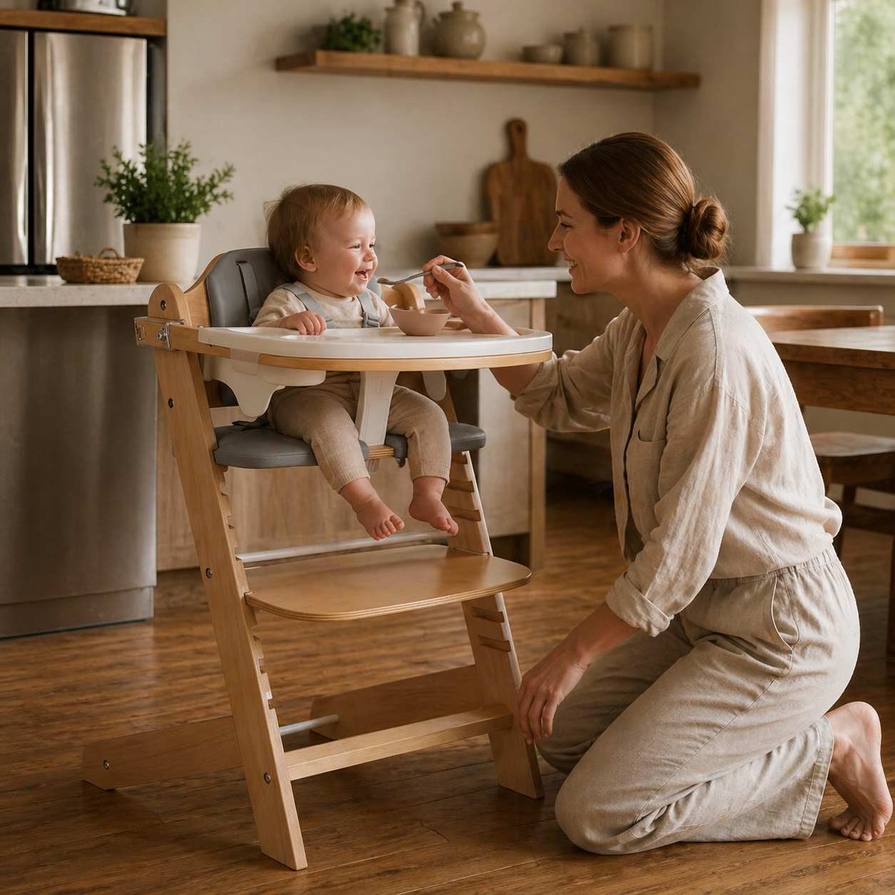 3 In 1 Convertible Baby High Chair With Adjustable Tray