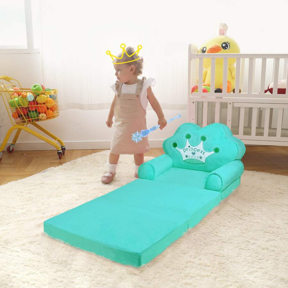 Toddlers Kids Foldable Sofa Bed Princess Chair
