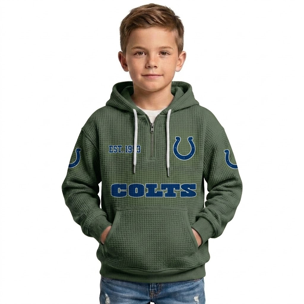 Indianapolis Colts Inspired Quarter Zip Kids Hoodie