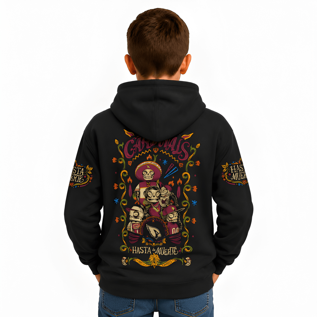 Hasta La Muerte Spirit Themed Arizona Cardinals Kids Football Fanwear Hoodie