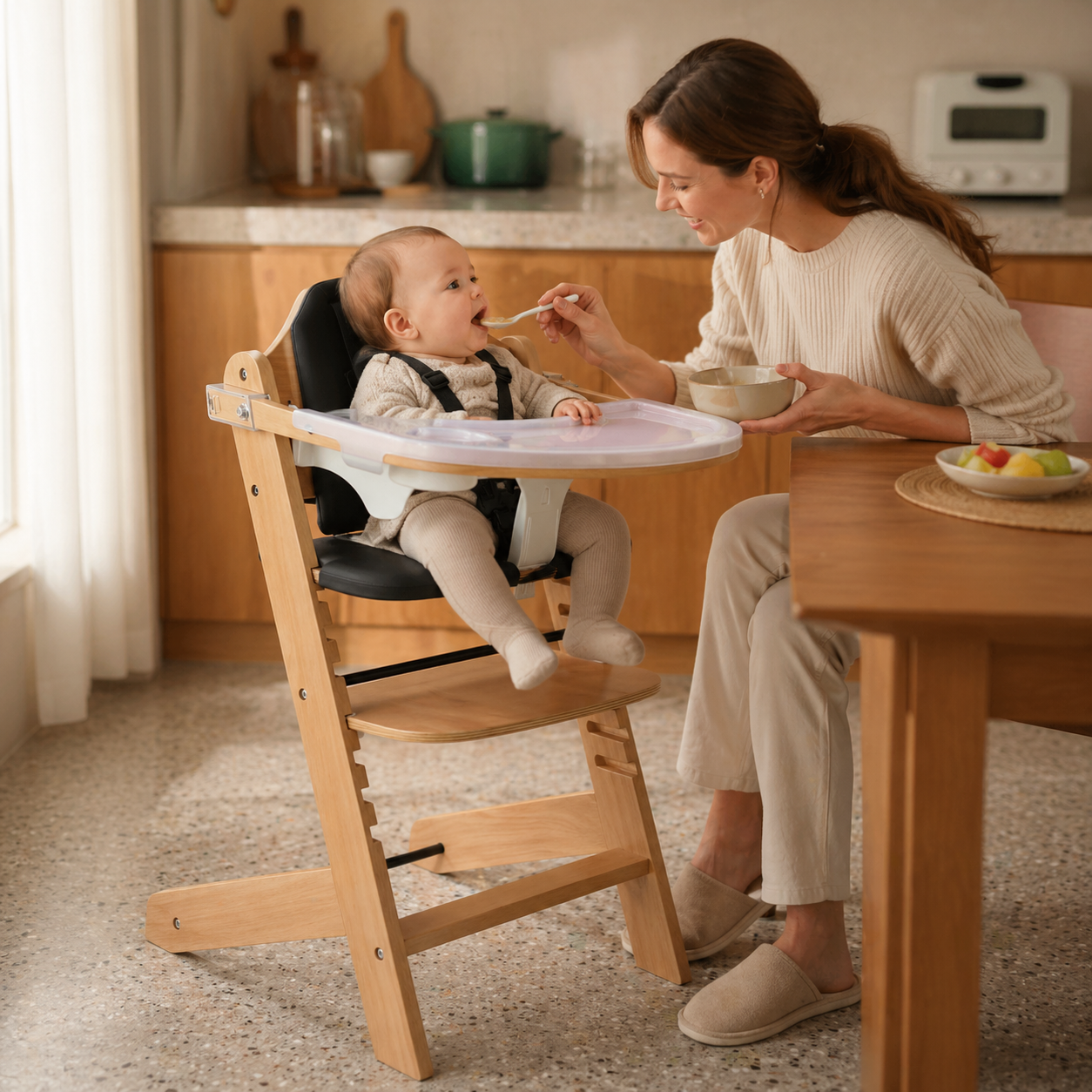 3 In 1 Convertible Baby High Chair With Adjustable Tray