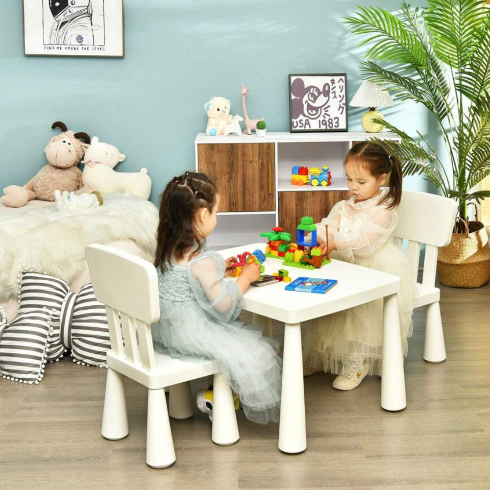 Table And Chair Set With 2 Seats For Kids Study And Dining