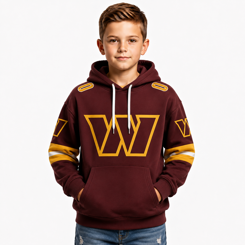 Personalized Washington Commanders Kids Hoodie For Football Fans And Team Wear