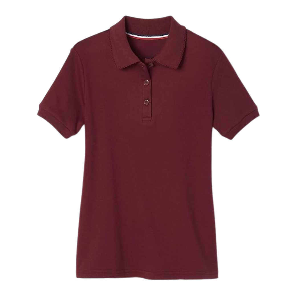 Girls Short Sleeve Picot Collar School Uniform Shirt