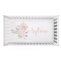 Personalized Blush Gold Floral Bedding Set