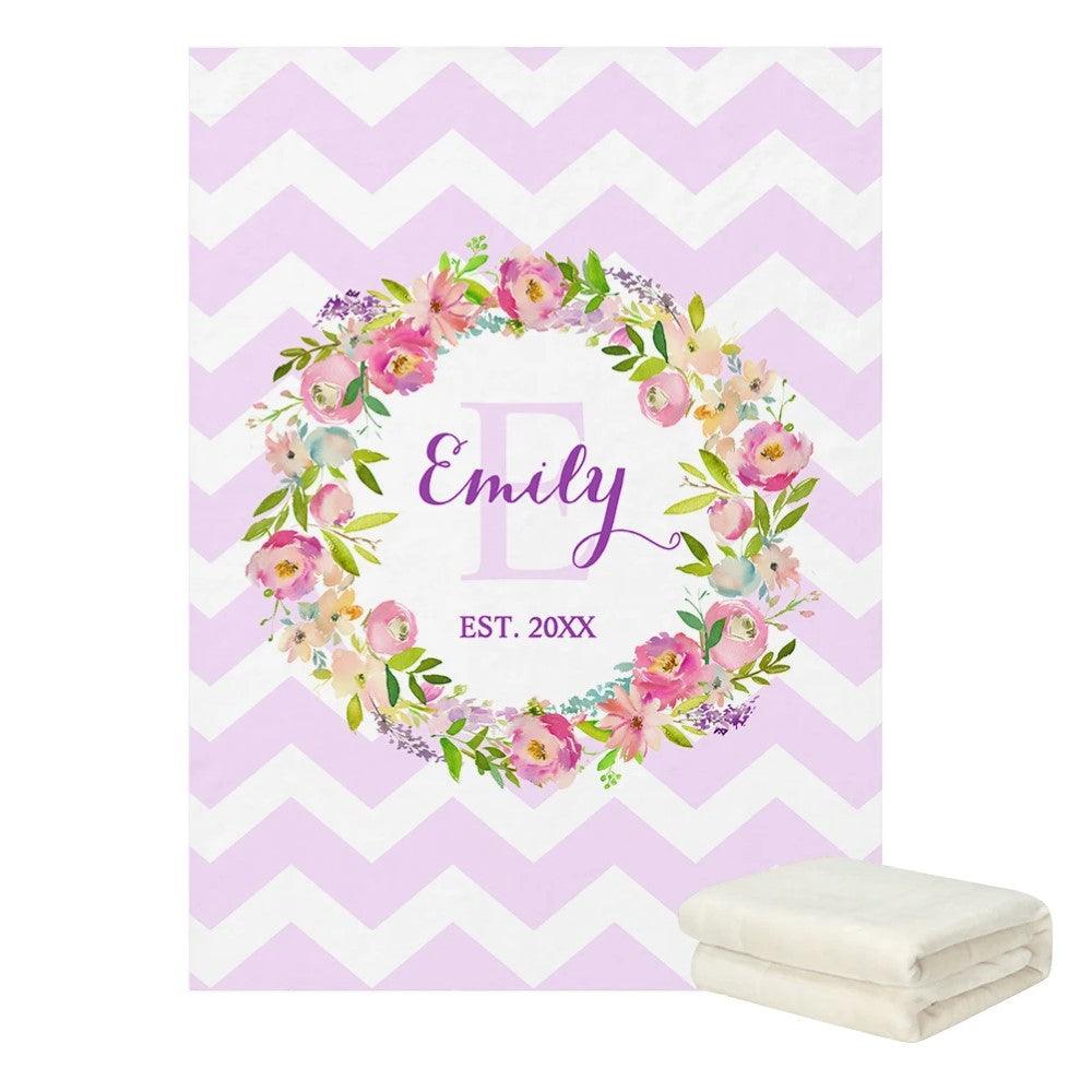 Name Printed Flower Blanket