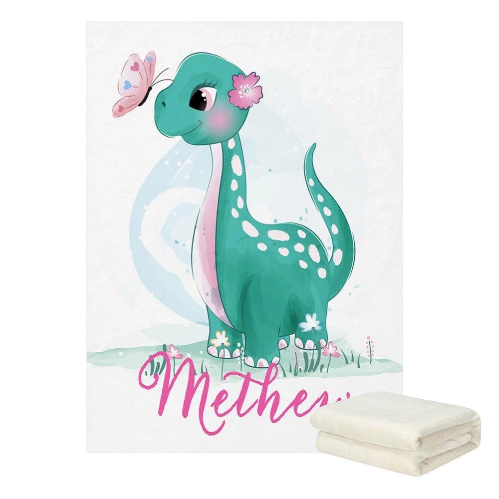 Dinosaur Custom Name Blanket for Nursery Decor