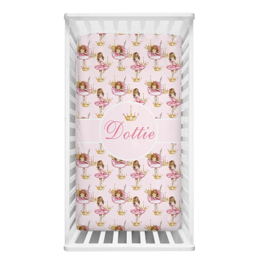 Baby Girl 3 Pieces Ballerina Custom Crown Bedding Set