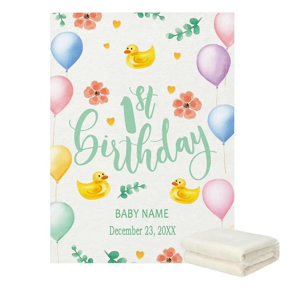 First Birthday Blanket Personalized Baby Milestone Gift