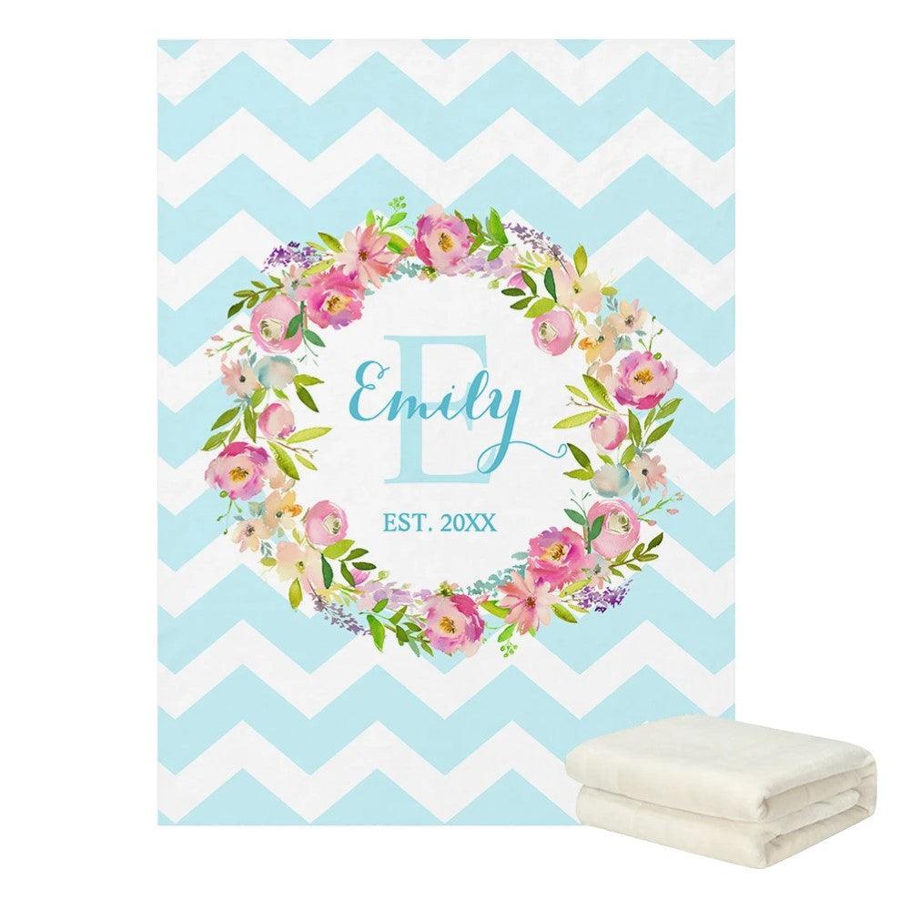 Name Printed Flower Blanket
