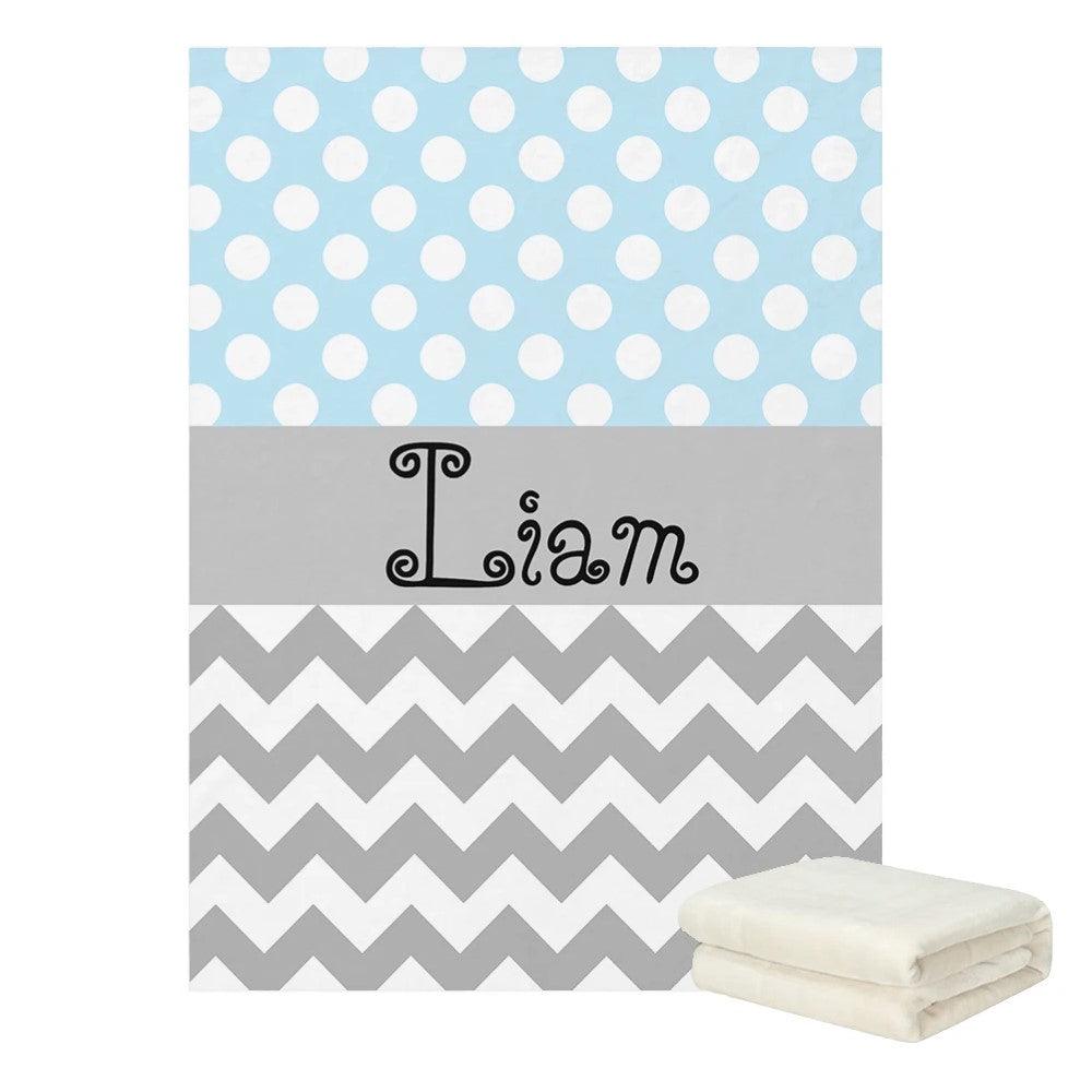 Dots Chevron Name Blanket