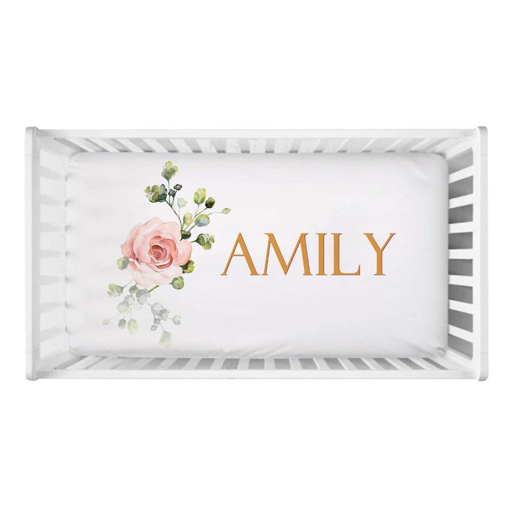 Monogram Peach Rose Bedding