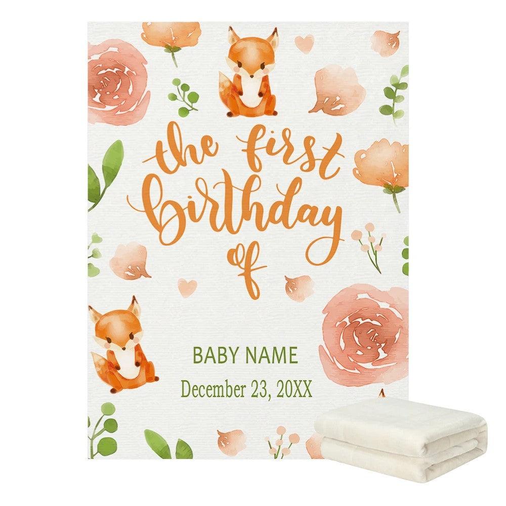 First Birthday Blanket Personalized Baby Milestone Gift