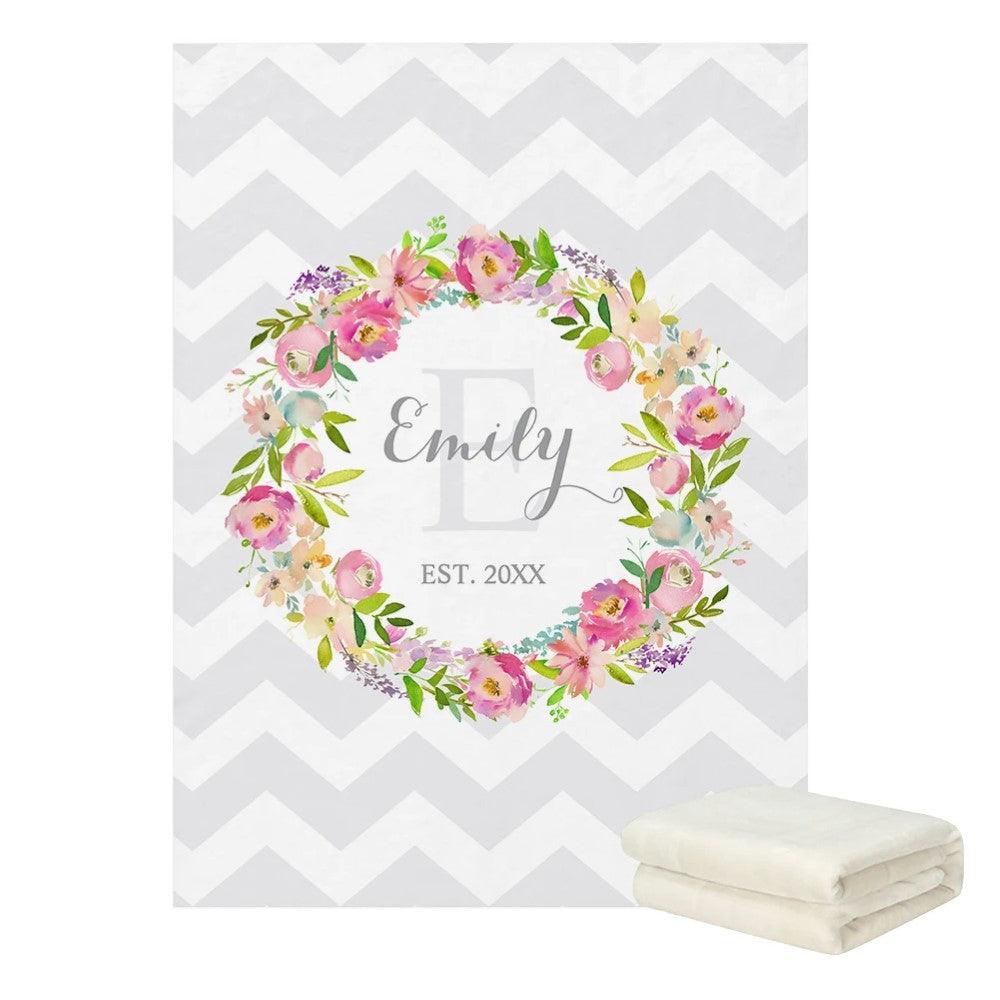 Name Printed Flower Blanket