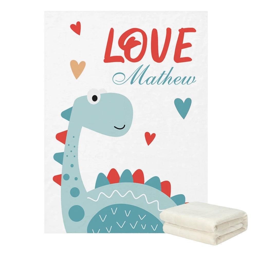 Dinosaur Custom Name Blanket for Nursery Decor