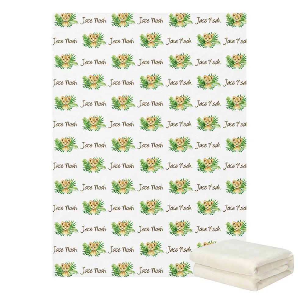 Custom Jungle Lion Name Blanket