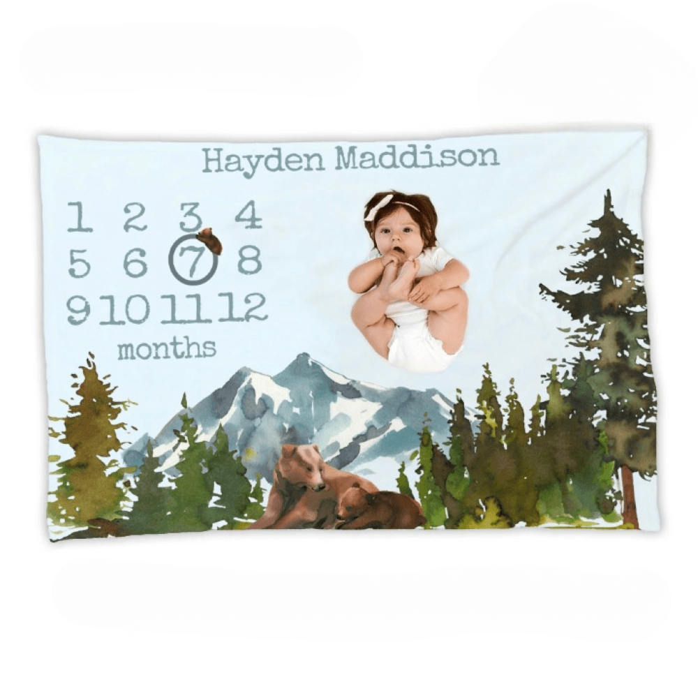 Teddy Milestone Photo Blanket for Monthly Baby Pictures