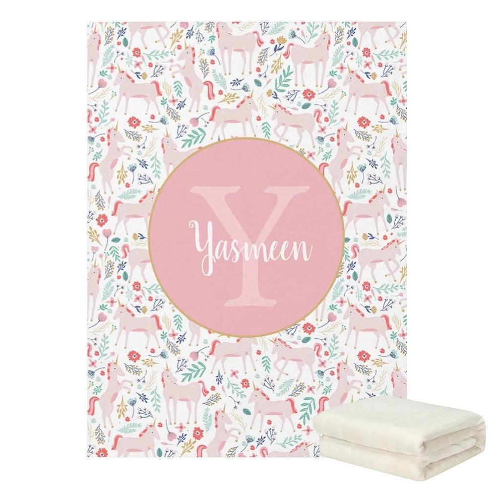 Floral Unicorn Name Bedding