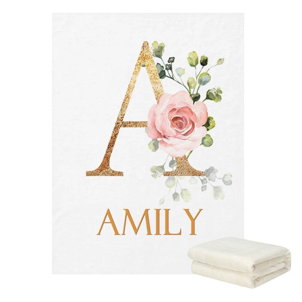 Monogram Peach Rose Bedding