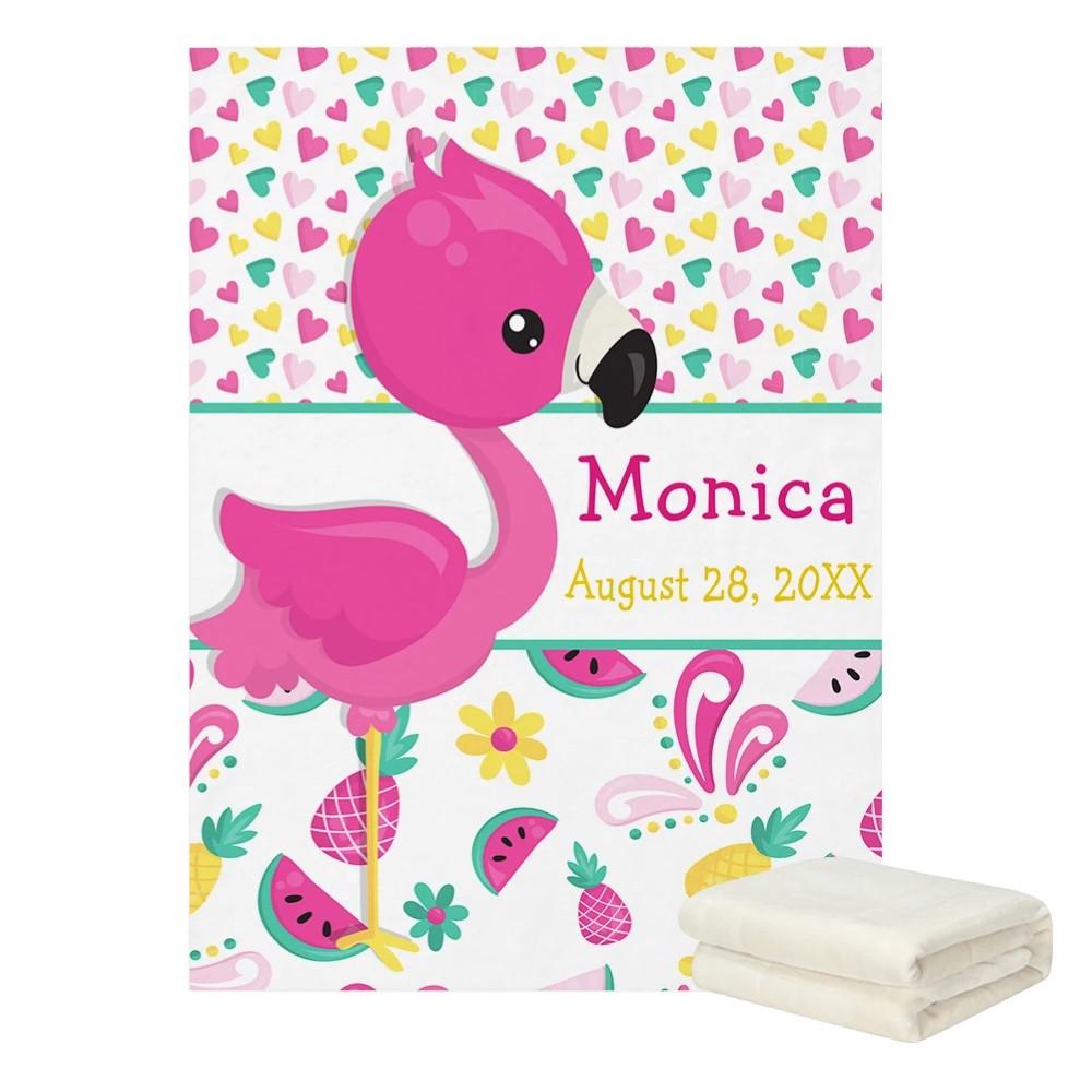 Personalized Flamingo Baby Blanket
