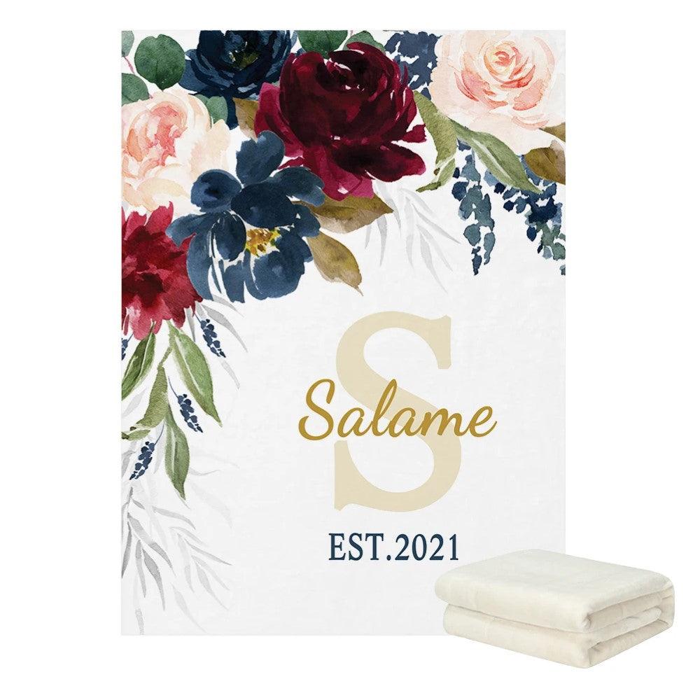 Personalized Floral Baby Blanket