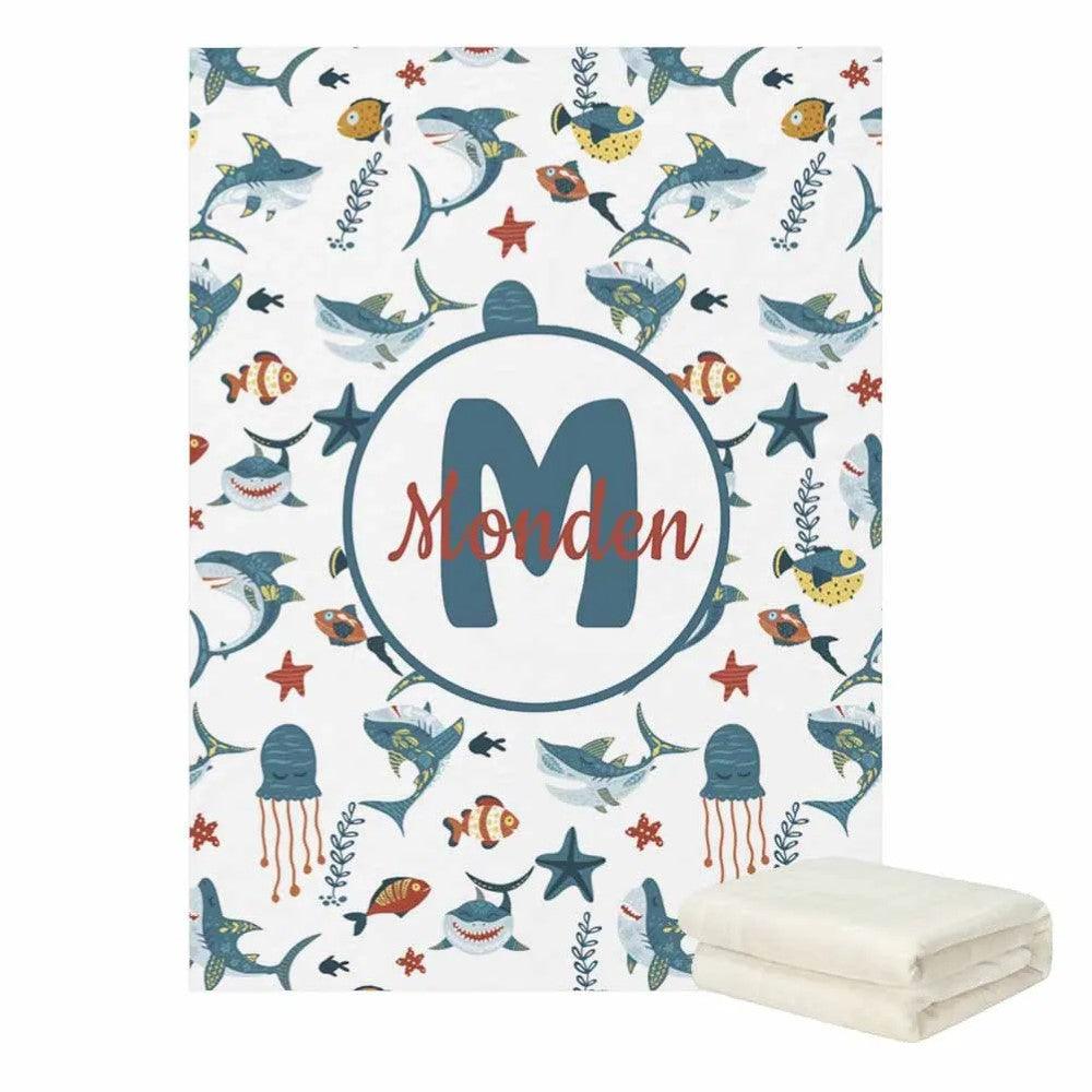 Personalized Shark Baby Blanket