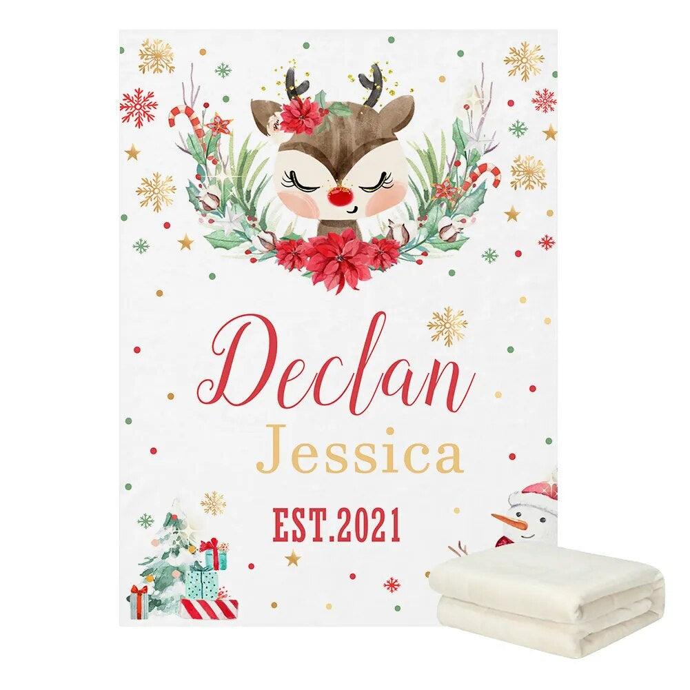 Custom Baby Blanket Name & Date Coral Fleece Gift