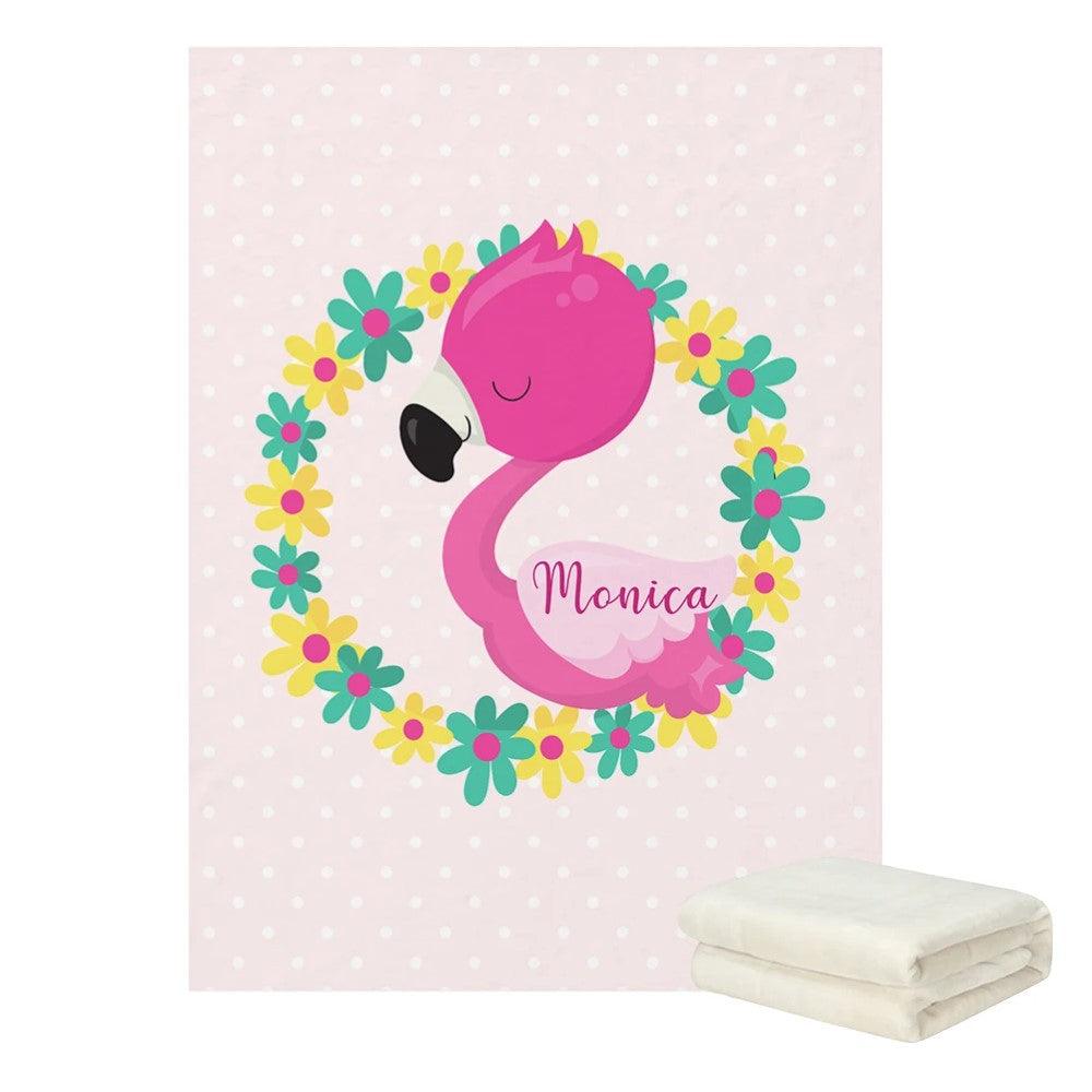 Personalized Flamingo Baby Blanket