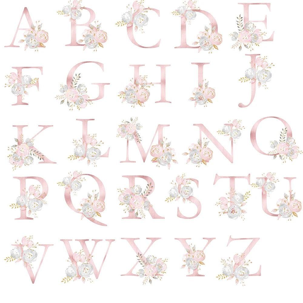 Personalized Blush Gold Floral Bedding Set